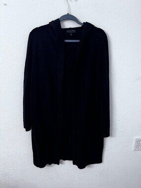 Barefoot Dreams CozyChic Lite Black Hooded Cardigan Sweater women size large